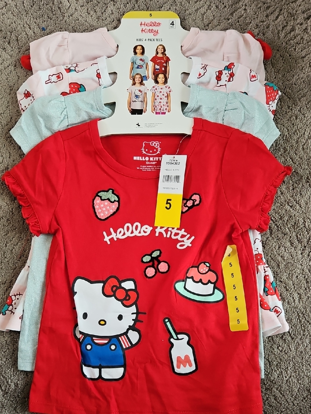 Hello Kitty Red Tee with Character & Dessert Graphics
